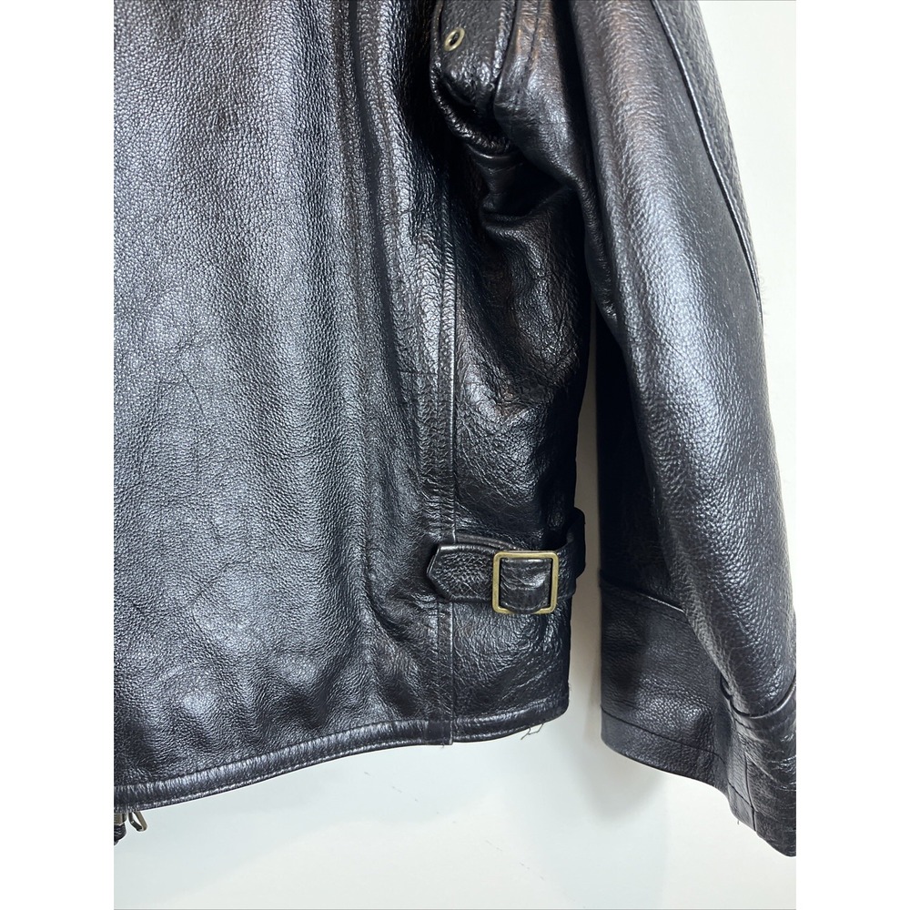 Vera Pelle Italian Della Legge 883 Black Leather Bomber Jacket Coat Mens Size 46 - Picture 13 of 16